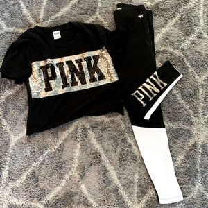 VS PINK bling crop and matching leggings ❤️